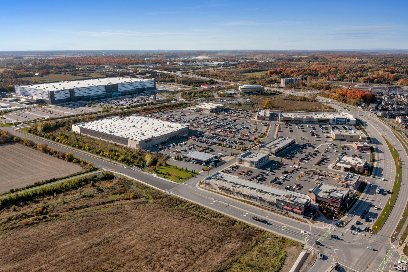 Aerial view of a large-scale commercial and logistics real estate development